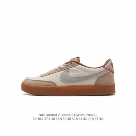 耐克板鞋 生胶米白 复古板鞋J.Crew x Nike 联名 Killshot II Leather 男女休闲复古运动鞋。采用米白色皮革制作鞋身，大号Swoos - 点击图像关闭