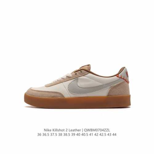 耐克板鞋 生胶米白 复古板鞋J.Crew x Nike 联名 Killshot II Leather 男女休闲复古运动鞋。采用米白色皮革制作鞋身，大号Swoos