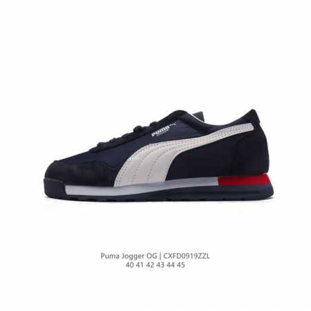 Puma 彪马 Jogger Og 运动休闲校园皮面低帮板鞋。该国产平替的puma赛车鞋质感和细节处理都非常好，设计简约但符合穿搭潮流，皮质内衬舒适，透气网面设 - 点击图像关闭