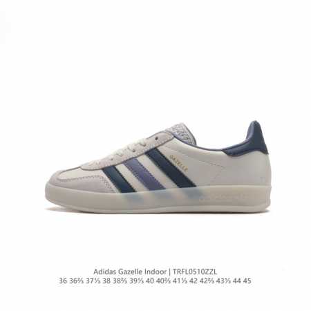 阿迪达斯 Adidas Originals Gazelle Indoor 复古三叶草防滑透明橡胶板鞋经典运动鞋。这款经典鞋,忠于原版设计,缀撞色三条纹和鞋跟饰片 - 点击图像关闭