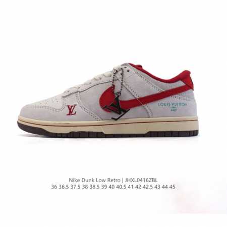 真标 耐克Nike Dunk Low 板鞋 Sb系列经典百搭休闲运动板鞋 路易威登联名。加厚鞋舌的填充，使舒适性大大提升，同时也更方便穿脱中底部分则加入了脚感柔 - 点击图像关闭