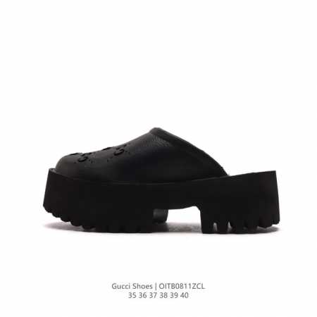 gucci 古驰 2024夏最新 时尚潮流百搭女士拖鞋 双g老花一字拖 厚底增高女士凉拖鞋 沙滩鞋休闲舒适拖鞋。 尺码：35-40 编码：Oitb0811Zcl - 点击图像关闭