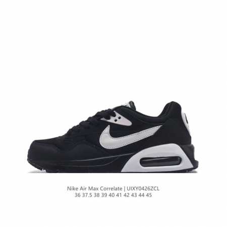 耐克 Nike Air Max Correlate 气垫缓震耐磨运动鞋时尚潮流休闲透气跑步鞋，选用网眼鞋面，脚感舒适透气。鞋舌、鞋侧及后跟处饰有品牌标识，简约大 - 点击图像关闭