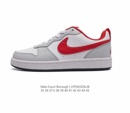 耐克 Nike 男女子运动鞋 Court Borough Low 小空军低帮板鞋 1.其皮革材质的鞋面结合网眼鞋舌 在出众外观与质感的同时提供稳固支撑 并且提升 - 点击图像关闭
