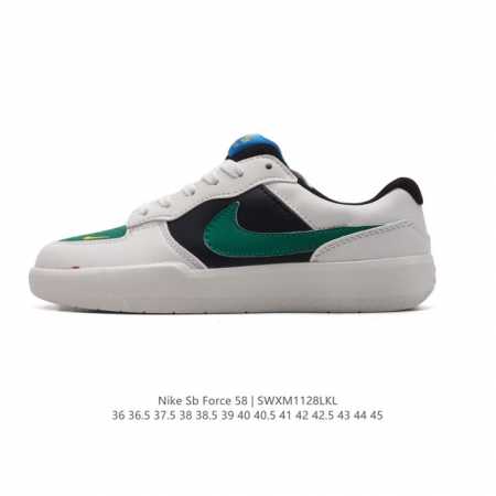 耐克nike Sb Force 58 运动滑板鞋。这是一款将前沿创新带入街头的单品，它具有硫化杯底，具有出色的耐用性和灵活性。使用柔软皮革和帆布拼接，在饰面上放 - 点击图像关闭