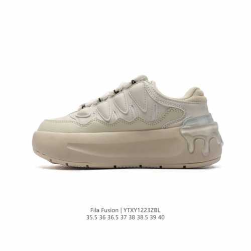公司级 斐乐 女款松糕跟休闲鞋 Fila Fusion 厚底增高百搭运动板鞋 意大利百年经典运动品牌，网红单品 小红书推荐爆款 Fila斐乐新款小白鞋斐乐潮牌文