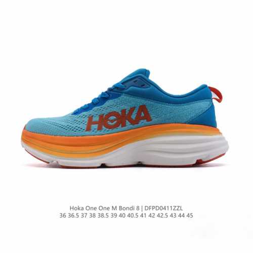 Hoka One One 邦代系列 Bondi 8 跑鞋 男女子轻便缓震公路跑鞋。在 Hoka 系列中最耐磨的鞋子之一,Bondi 本季已经做出了决定性的演变: