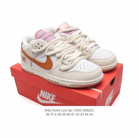 耐克 Nike Dunk Low Sp 运动滑板鞋 解构绑带 双鞋带系统延续了今年的代表性风格，搭配亮粉色鞋带，保持了 Dunk Sb Low 街头属性的同时， - 点击图像关闭
