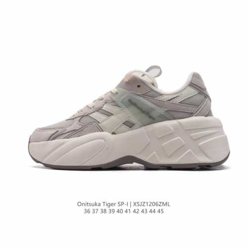 公司级 亚瑟士onitsuka Tiger鬼塚虎sp-I 经典复古舒适轻便运动休闲跑步鞋 厚底增高鞋 真标 带半码 选用优质皮革加透气织物网面料，舒适度和质感都