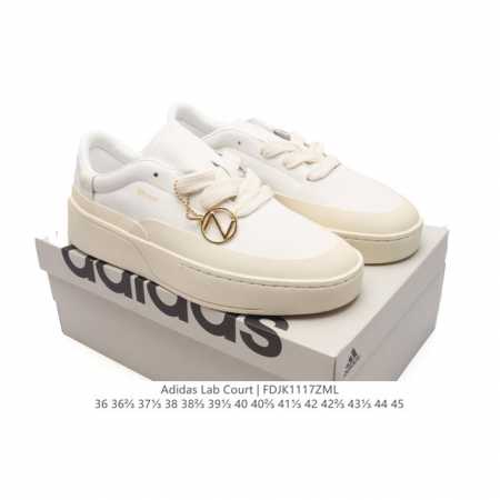 公司级 阿迪达斯 Adidas Labcourt 百搭休闲轻松舒适 耐磨透气低帮 板鞋 男女同款。鞋面使用了柔软皮革材质，鞋面和鞋底连接处使用了包边处理，看起来 - 点击图像关闭