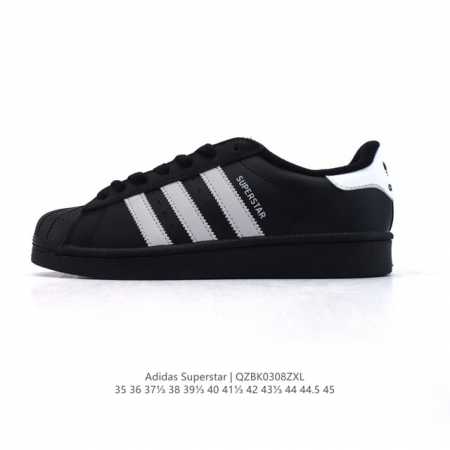 160 阿迪达斯 Adidas Superstar 三叶草经典贝壳头系列 新款休闲板鞋潮流男女士运动鞋 。鞋面柔软皮革材质 标志性的贝壳鞋头，锯齿三条纹，简约的 - 点击图像关闭