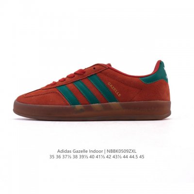 阿迪达斯 Adidas Originals Gazelle Indoor复古三叶草防滑透明橡胶板鞋经典运动鞋。这款经典鞋,忠于原版设计,缀撞色三条纹和鞋跟饰片。