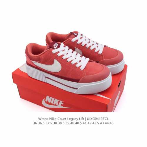 Nike 耐克 Court Legacy Lift 男女士运动鞋 运动厚底小白鞋 复古休闲鞋，上部和合成的 Strati 重叠,增加纹理、深度和透气性。 刺绣细