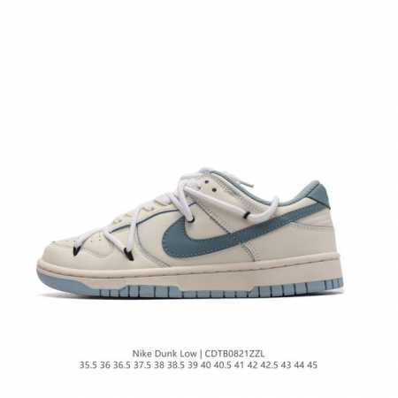 头层皮 耐克 Nike Dunk Low 运动鞋复古解构绑带板鞋 双鞋带 作为 80 年代经典篮球鞋款，起初专为硬木球场打造，后来成为席卷街头的时尚标杆，现以经 - 点击图像关闭