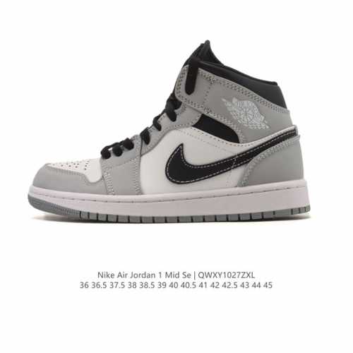 耐克 Nike Air Jordan 1 Mid 男女子篮球鞋时尚轻盈板鞋Aj1乔1运动鞋 乔丹一代 高帮复古休闲篮球鞋 。Air Jordan 1 Mid 搭