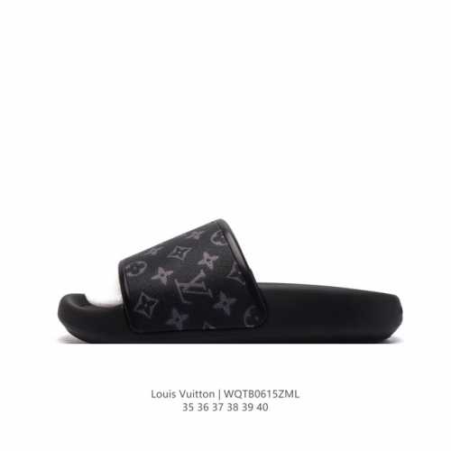 Lv 拖鞋系列 Louis Vuitton 沙滩休闲拖鞋 Louis Vuitton Lv 路易威登 潮流经典魔术贴一字拖鞋延续经典 上脚舒适性极好 鞋轻不跑脚