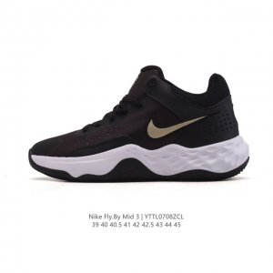 新品 耐克 Nike Fly By Mid 3 简约百搭 减震防滑耐磨圆头系带 织物 支撑轻便回弹 实战篮球鞋 中帮 男款运动跑步鞋。这款运动鞋采用柔软的回馈泡