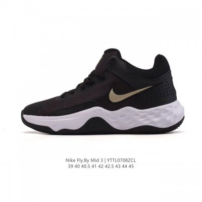新品 耐克 Nike Fly By Mid 3 简约百搭 减震防滑耐磨圆头系带 织物 支撑轻便回弹 实战篮球鞋 中帮 男款运动跑步鞋。这款运动鞋采用柔软的回馈泡