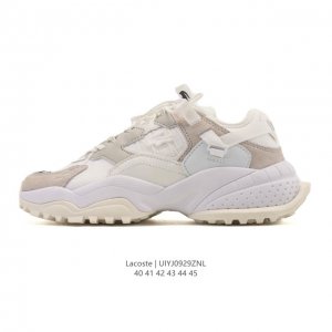 公司级 Lacoste 时尚户外休闲潮流系列运动鞋 厚底增高老爹鞋 广东大厂品质全新工艺升级 品质毋庸置疑 全新原厂包装鞋盒 透气网面鞋面，搭配防臭防腐真皮乳胶