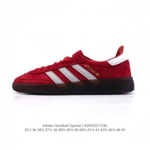 160 阿迪达斯 Adidas Handball Spezial 低帮三叶草学院风复古休闲板鞋 德训鞋 橡胶底柔软皮革鞋面经典运动鞋板鞋。圆头、缝合拼接设计、正