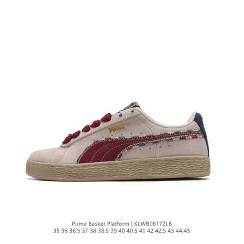 puma 彪马 Basket Platform 蕾哈娜 平底厚底增高休闲鞋男女款运动板鞋。Basket防水台是新鲜的puma风格，从 0年代的垃圾时尚中汲取灵感
