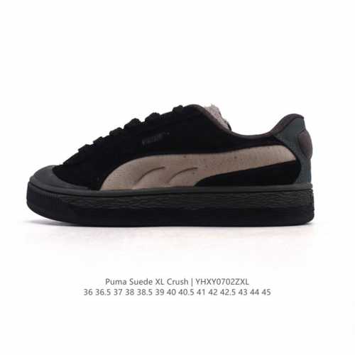 特价 彪马 Puma 男女式运动板鞋 Suede Xl Crush 防滑耐磨百搭舒适时尚休闲鞋 Puma Black-Shadow Gray复古单品彪马 时尚