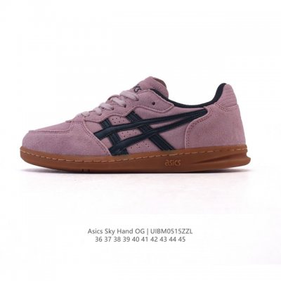asics 亚瑟士 Skyhand Og 休闲鞋复古舒适 防滑耐磨 低帮 板鞋 男女同款运动板鞋。此款Skyhand Og设计简洁轻量，采用全猪巴革鞋面，搭配皮