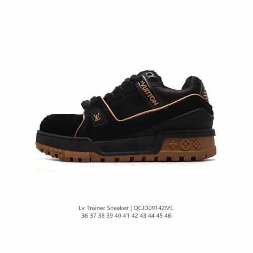 公司级 无胶版 路易威登louis Vuitton Lv路易威登板鞋 时尚厚底增高运动鞋 潮男女鞋 舒适防滑底和百搭性霸屏整个时尚娱乐圈，细节调整完美主义！鞋面