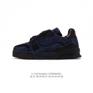 公司级 路易威登 满钻 Louis Vuitton Lv路易威登板鞋 时尚运动鞋 潮厚底增高休闲鞋。舒适防滑底和百搭性霸屏整个时尚娱乐圈，细节调整完美主义！致t
