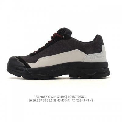 新品公司级 Salomon X-Alp是萨洛蒙推出的低帮越野跑步鞋系列，主打户外功能与城市休闲结合的设计。鞋面材质：采用麂皮拼接与织物组合，内里使用头层牛皮增强