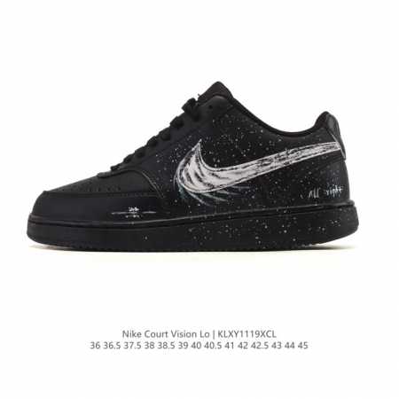 公司级 耐克Nike Court Vision Low 校园风低帮复古篮球板鞋运动鞋。延续80年代复古篮球鞋，添加学院风细节。皮革组合鞋面，利落风格，重现复古篮 - 点击图像关闭