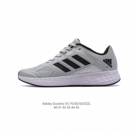 Adidas 阿迪达斯 阿迪达斯Adidas DURAMO SL 男子跑鞋时尚板鞋，选用皮革拼接网材鞋面，质轻而柔软，透气吸汗且防臭。鞋侧饰以经典三条纹作装饰， - 点击图像关闭