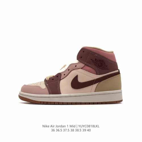 耐克 Nike Air Jordan 1 Mid 女子篮球鞋时尚轻盈板鞋aj1乔1运动鞋 乔丹一代 高帮复古休闲篮球鞋 。Air Jordan 1 Mid 搭载