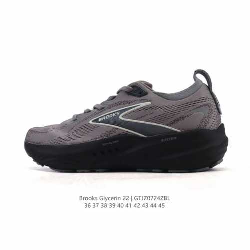 新品公司级 Brooks布鲁克斯Glycerin 22甘油 跑步鞋男女新款透气缓震支撑运动 甘油22跑鞋是布鲁克斯。甘油22拥有非常亮眼的外观设计，采用了鲜艳夺