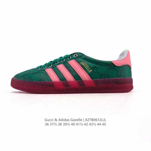 阿迪达斯 Adidas Originals X Gucci Gazelle 阿迪古驰联名经典休闲板鞋 复古男女运动鞋，融汇两个品牌丰富且历史悠久的典藏元素, A