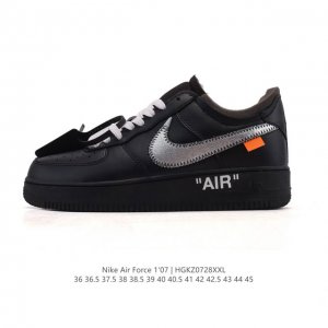 公司级 耐克Nike Off-White X Air Force 1 Ow联名空军一号 厚底增高运动板鞋 小白鞋 鞋款延续了此次联名的设计风格，鞋身内侧同样印有