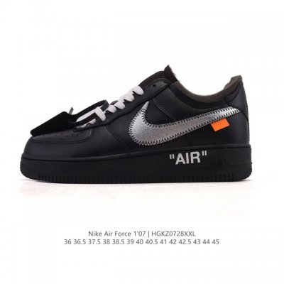 公司级 耐克Nike Off-White X Air Force 1 Ow联名空军一号 厚底增高运动板鞋 小白鞋 鞋款延续了此次联名的设计风格，鞋身内侧同样印有
