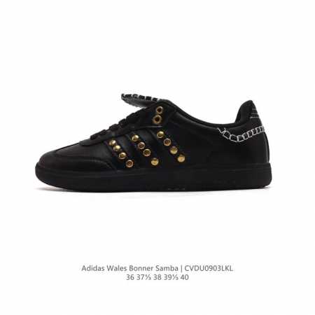 特价 阿迪达斯 德训鞋 经典复古低帮休闲运动慢跑鞋wales Bonner X Adidas 全新秋冬系列联名鞋款 经典运动板鞋。该鞋超大鞋舌采用皮革制成，含别 - 点击图像关闭