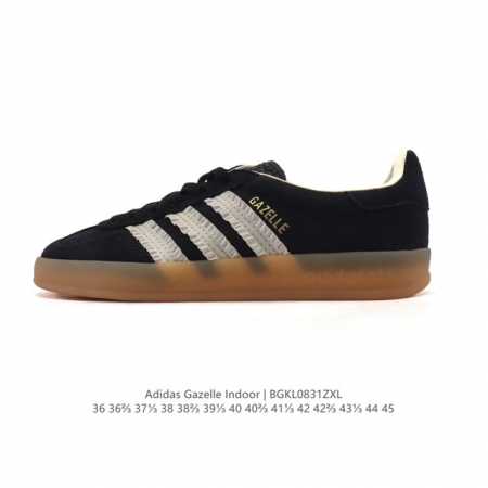 阿迪达斯 Adidas Originals Gazelle Indoor复古三叶草防滑透明橡胶板鞋经典运动鞋。这款经典鞋,忠于原版设计,缀撞色三条纹和鞋跟饰片。 - 点击图像关闭