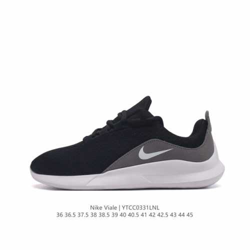 Nike Viale 耐克网面轻便舒适透气运动休闲跑步鞋。设计灵感源自马拉松跑步鞋，带来格外轻盈的脚感，以现代手法诠释快速理念。轻盈网眼鞋面结合合成材质翻毛皮，