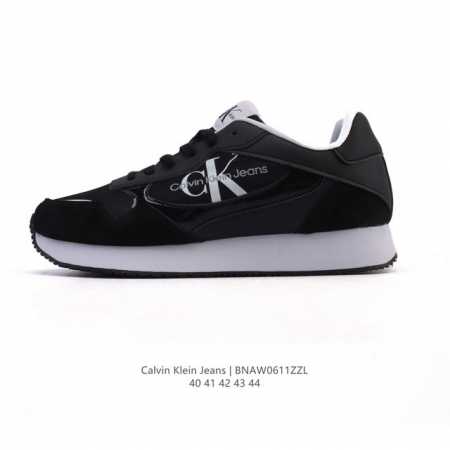 新品 Calvin Klein 卡文克莱 街头 低帮 运动鞋 潮流 复古 板鞋 Calvin Klein Jeans 男款Ck牛皮革拼接印花休闲运动阿甘鞋简约百 - 点击图像关闭