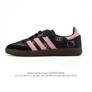 公司级 真标 Adidas 阿迪达斯 男女运动鞋 三叶草Sambavegan休闲鞋 德训鞋 Hello Kitty 猫 复古板鞋经典运动鞋。采用环保设计的焕新A