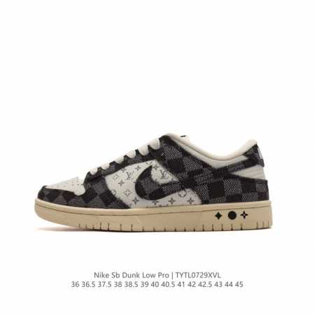 耐克 Nike Dunk Low Retro 运动鞋经典复古板鞋 路易威登联名。作为 80 年代经典篮球鞋款，起初专为硬木球场打造，后来成为席卷街头的时尚标杆， - 点击图像关闭