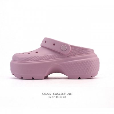 Crocs 沙滩洞洞鞋 女士休闲厚底增高凉拖鞋 卡骆驰明星同款 厚底增高沙滩鞋 选择尺码时 建议选大一码 脚感更舒适 家居休闲一式两用拖鞋 白敬亭同款，坡跟设计