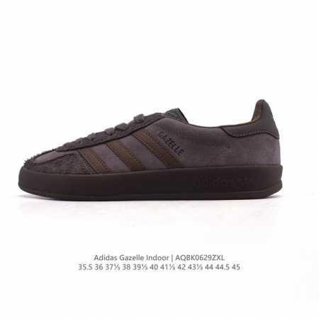阿迪达斯 Adidas Originals Gazelle Indoor复古三叶草防滑透明橡胶板鞋经典运动鞋。这款经典鞋,忠于原版设计,缀撞色三条纹和鞋跟饰片。 - 点击图像关闭