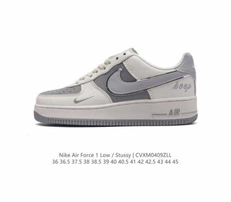 耐克 Stussy X Nike Air Force 1 '07 斯图西联名 空军一号厚底增高百搭运动板鞋，反光原楦头原纸板 打造纯正空军版型 外贸渠道 全掌内 - 点击图像关闭