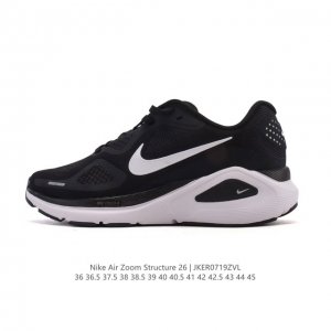 新品 耐克 Nike Zoomstructure 26运动舒适减震防滑耐磨低帮碳板训练跑步鞋男女款厚底增高老爹运动鞋，这款跑鞋专为热爱跑步、追求稳定与缓震效果的