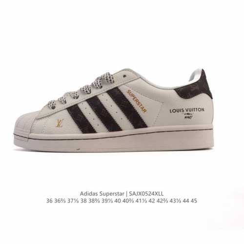 公司级 阿迪达斯 Adidas Superstar 2025年新款鞋子 蛇年新款经典贝壳头系列 新款休闲板鞋潮流男女士运动鞋 鞋面柔软皮革拼接材质 标志性的贝壳