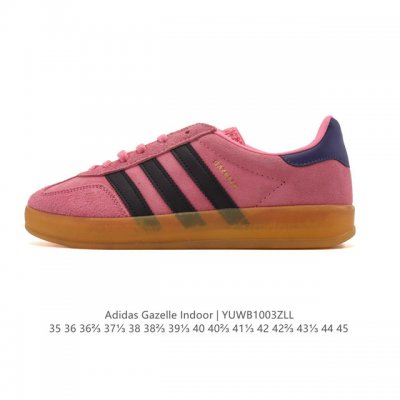 阿迪达斯 Adidas Originals Gazelle Indoor复古三叶草防滑透明橡胶板鞋经典运动鞋。这款经典鞋,忠于原版设计,缀撞色三条纹和鞋跟饰片。