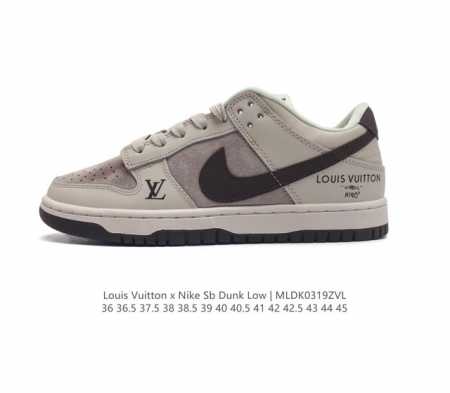 真标 耐克 Nike Sb Dunk Low Pro X Lv 路易威登 联名 复古低帮休闲运动滑板板鞋 采用脚感柔软舒适zoomair气垫 有效吸收滑板等极限 - 点击图像关闭